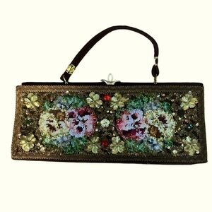 Vintage Caron of Houston Rare Embellished/Beaded Tapestry Handbag 1950’s/60’s